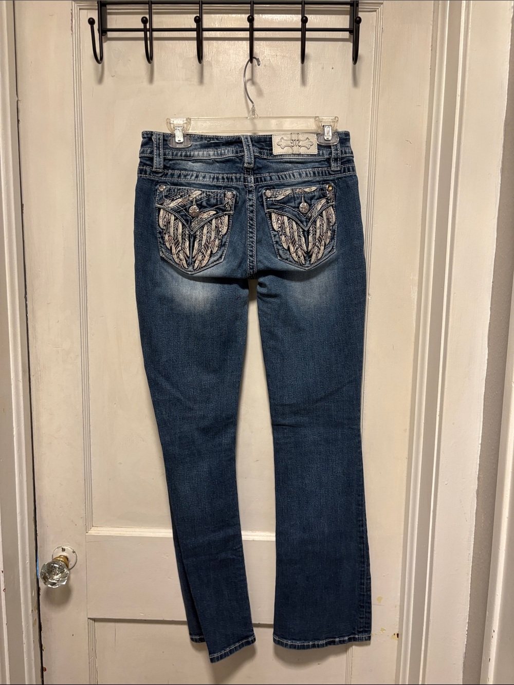 Miss Me Low Rise Dark Washed Blue Boot Cut Jeans 27W x 31 1/2L